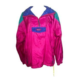 Vintage Columbia Colorblock Radial Sleeve Windbreaker Jacket XL Retro 80s 90s